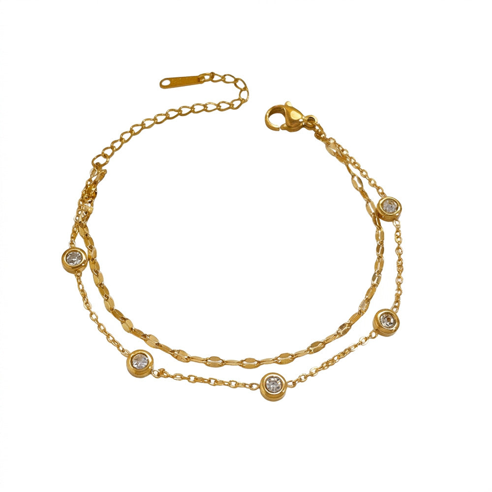 Doppelreihiges Armband Gold mit Zirkonia