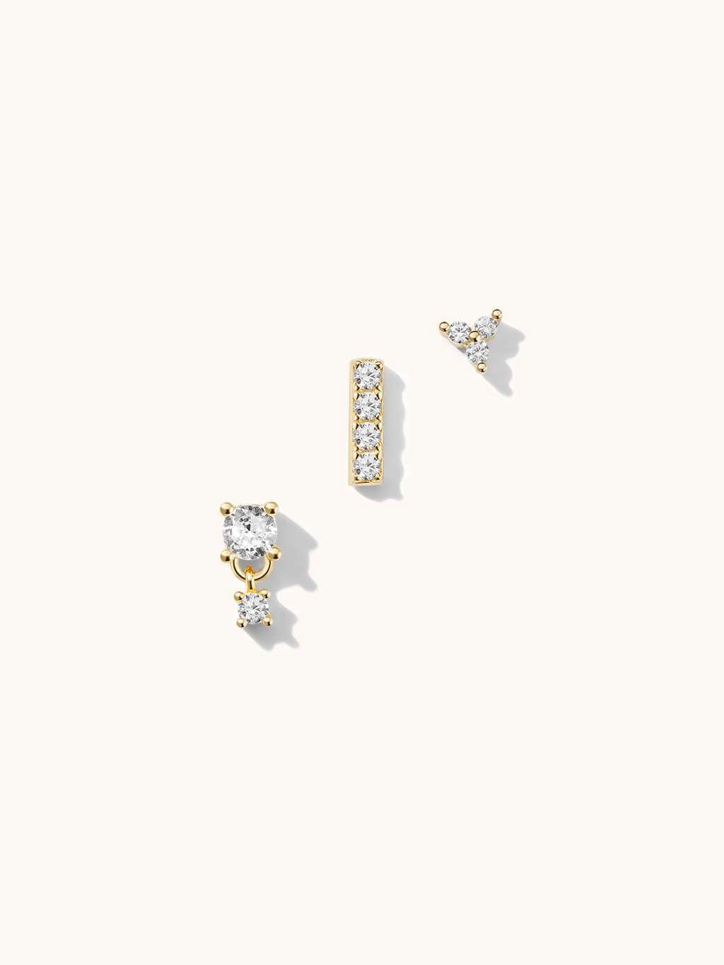 3 Mini Shine Ohrringe Set Gold - Dorose | Wasserfester Schmuck, 18K vergoldet