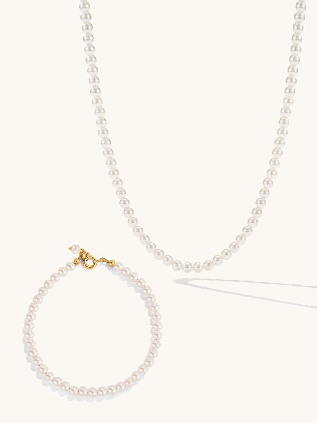 4mm Pearl Kette Armband Schmuck Set - Dorose | Wasserfester Schmuck