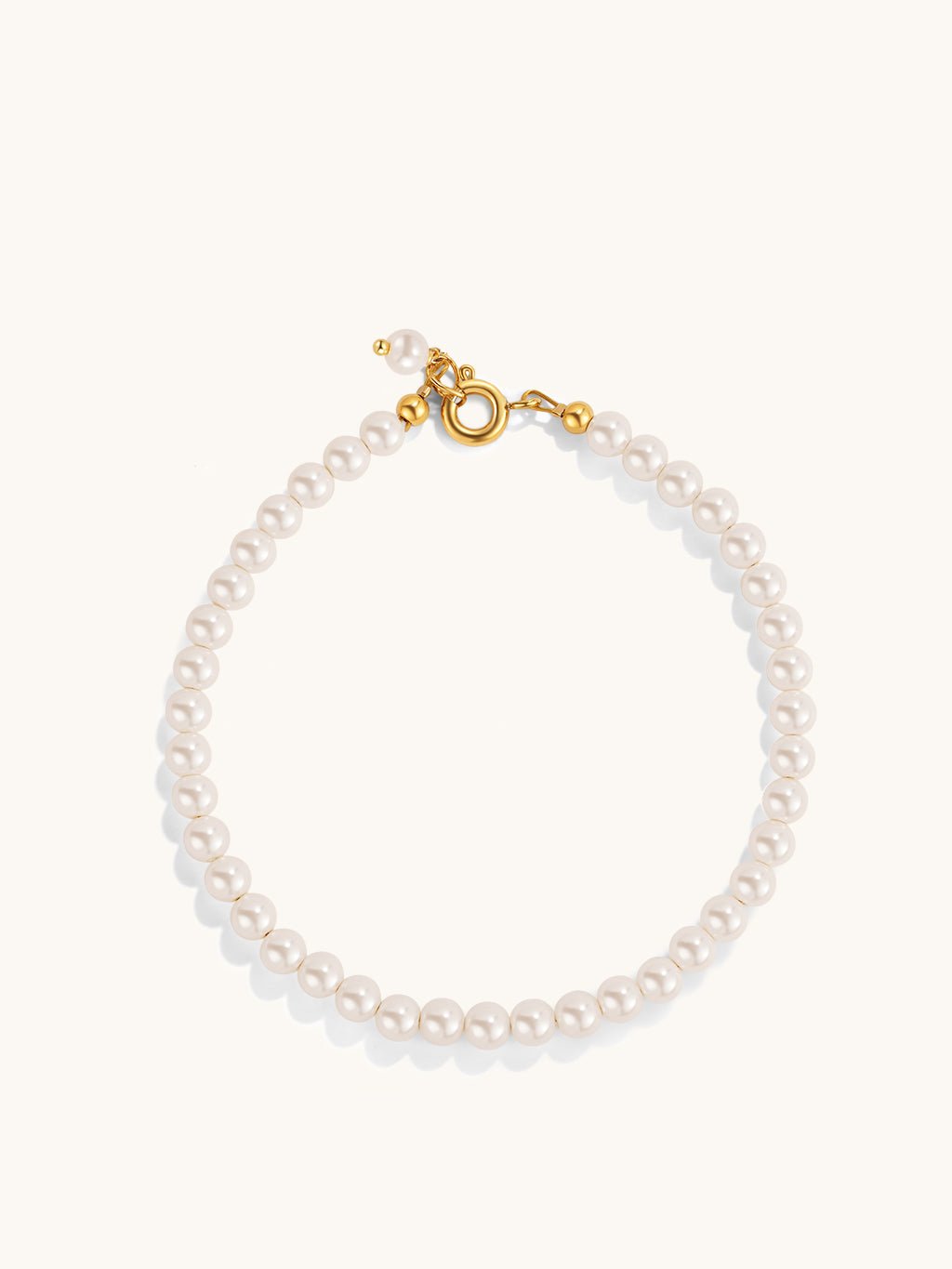 4mm Tiny Round Pearl Armband Gold - Dorose | Wasserfester Schmuck, 18K vergoldet