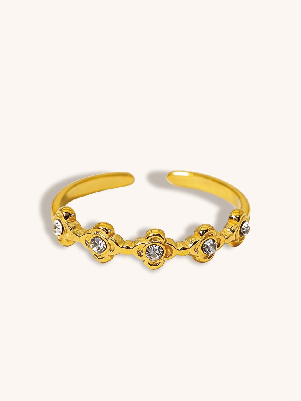 5 - Blüten Zirkonia Offener Ring Gold - Dorose | Wasserresistent, kein Verfärben