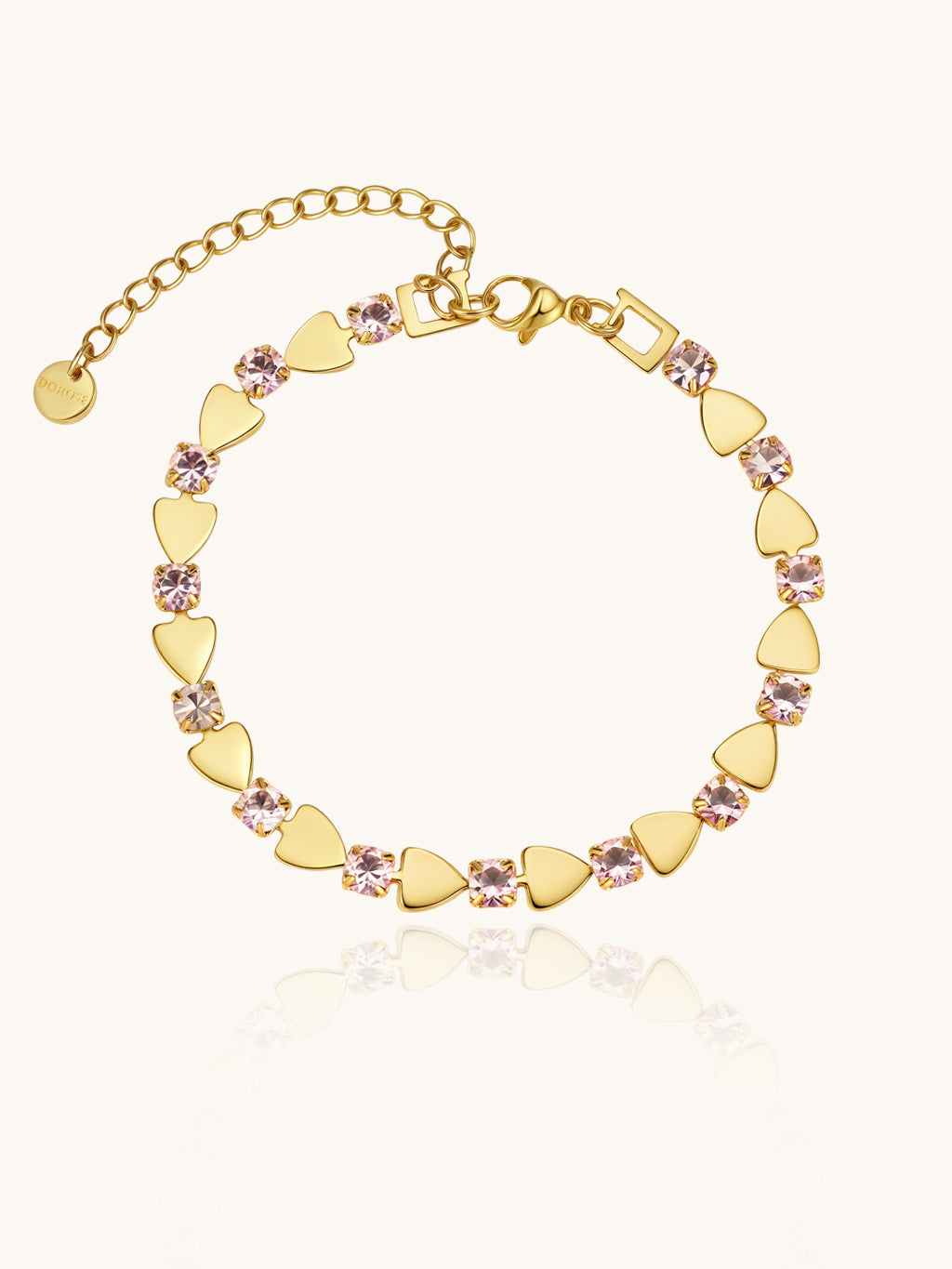 Pink Heart Armband Gold