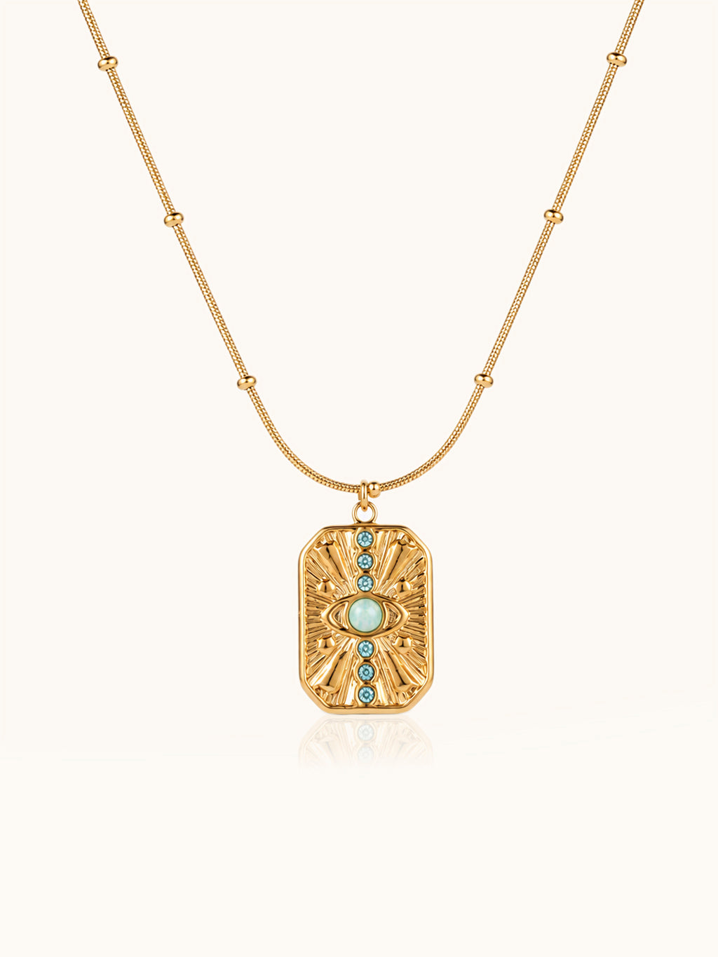 Amazonit Auge Halskette Gold mit türkisblauem Amazonit und Zirkonia aus 18K vergoldetem Edelstahl