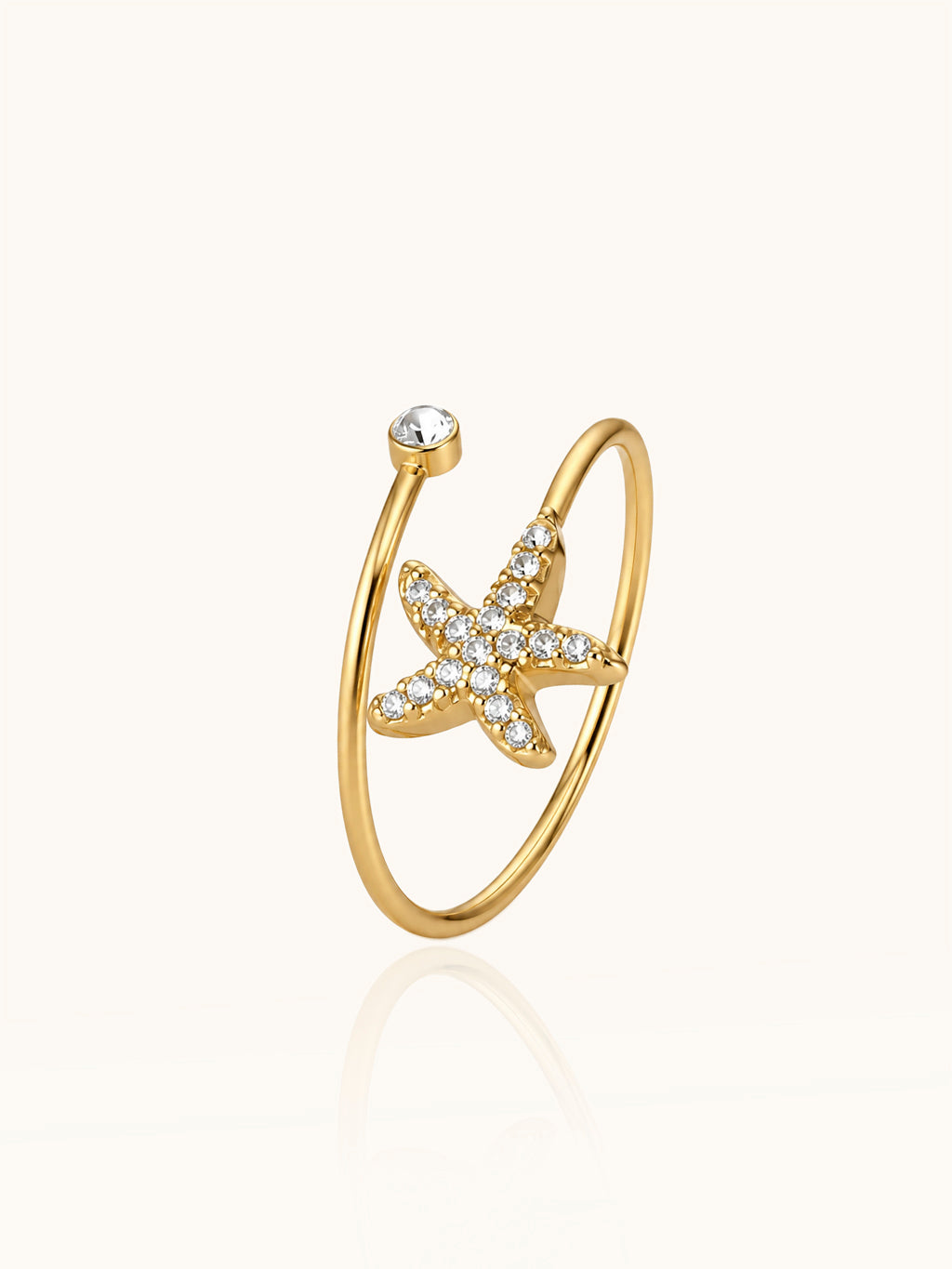 Seestern Ring Gold mit funkelnden Zirkonia Steinen