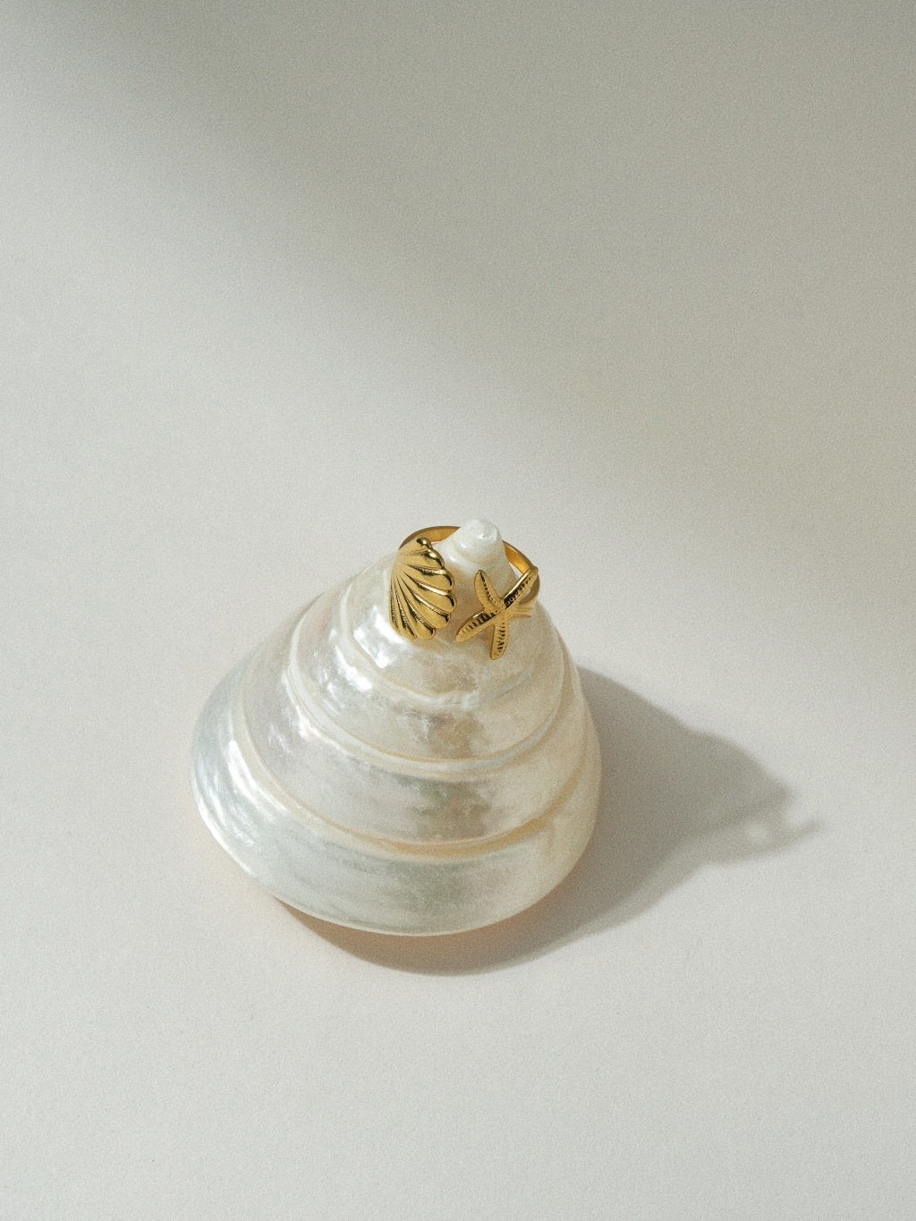 Star Seashell Ring Gold Silber 55mm