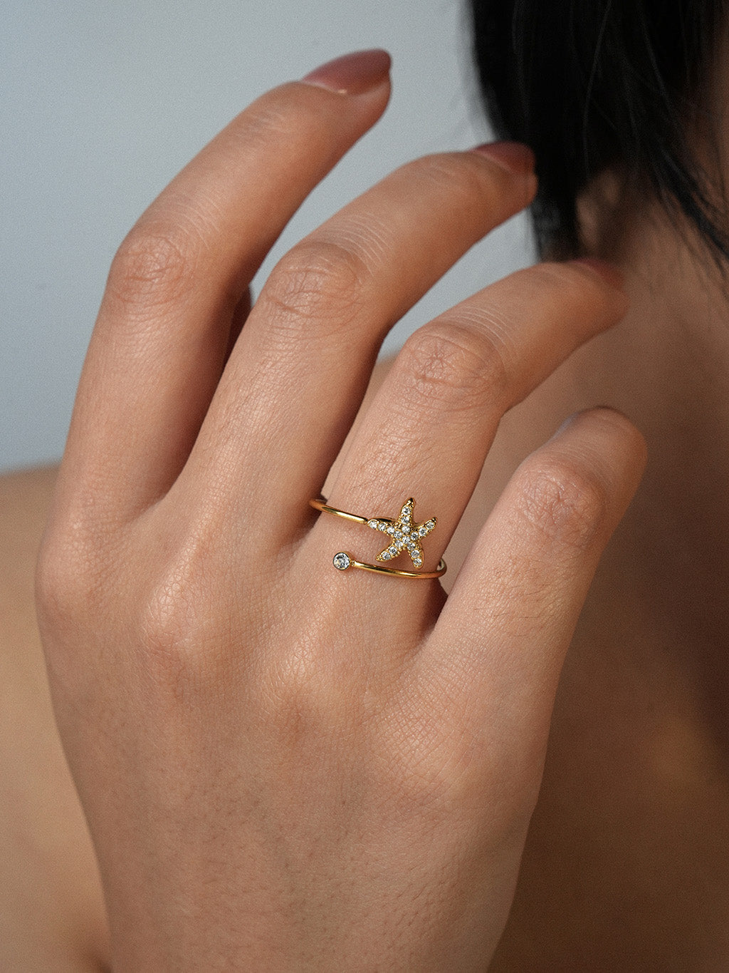 Seestern Ring Gold mit Zirkonia