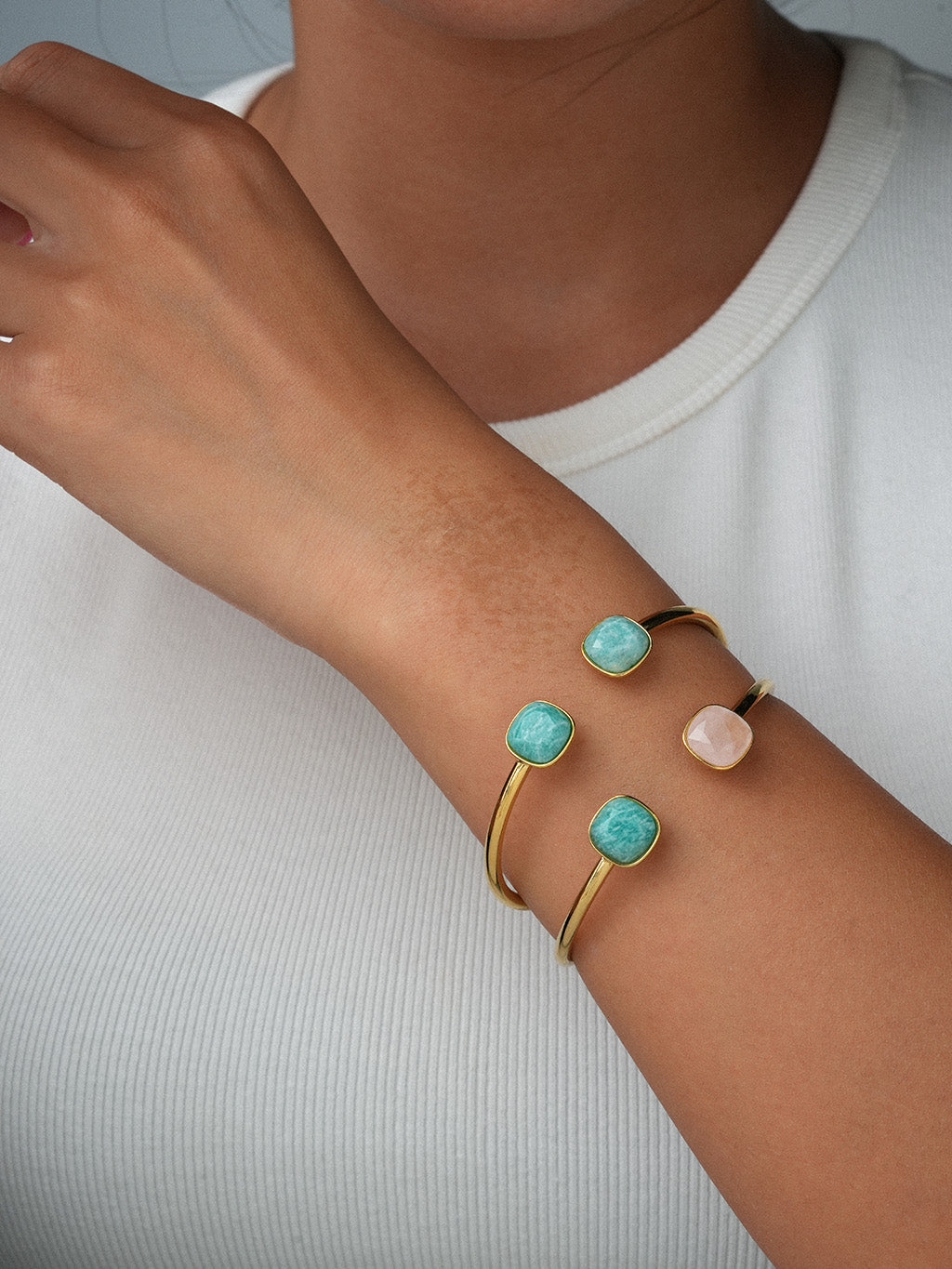 Amazonit Armreif Gold