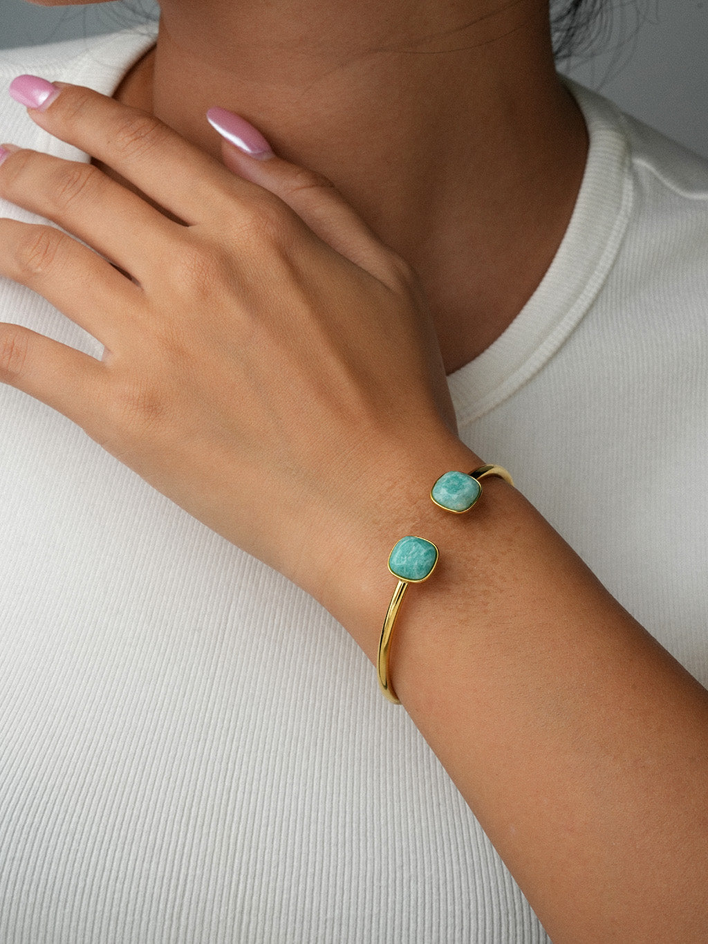 Amazonit Armreif Gold