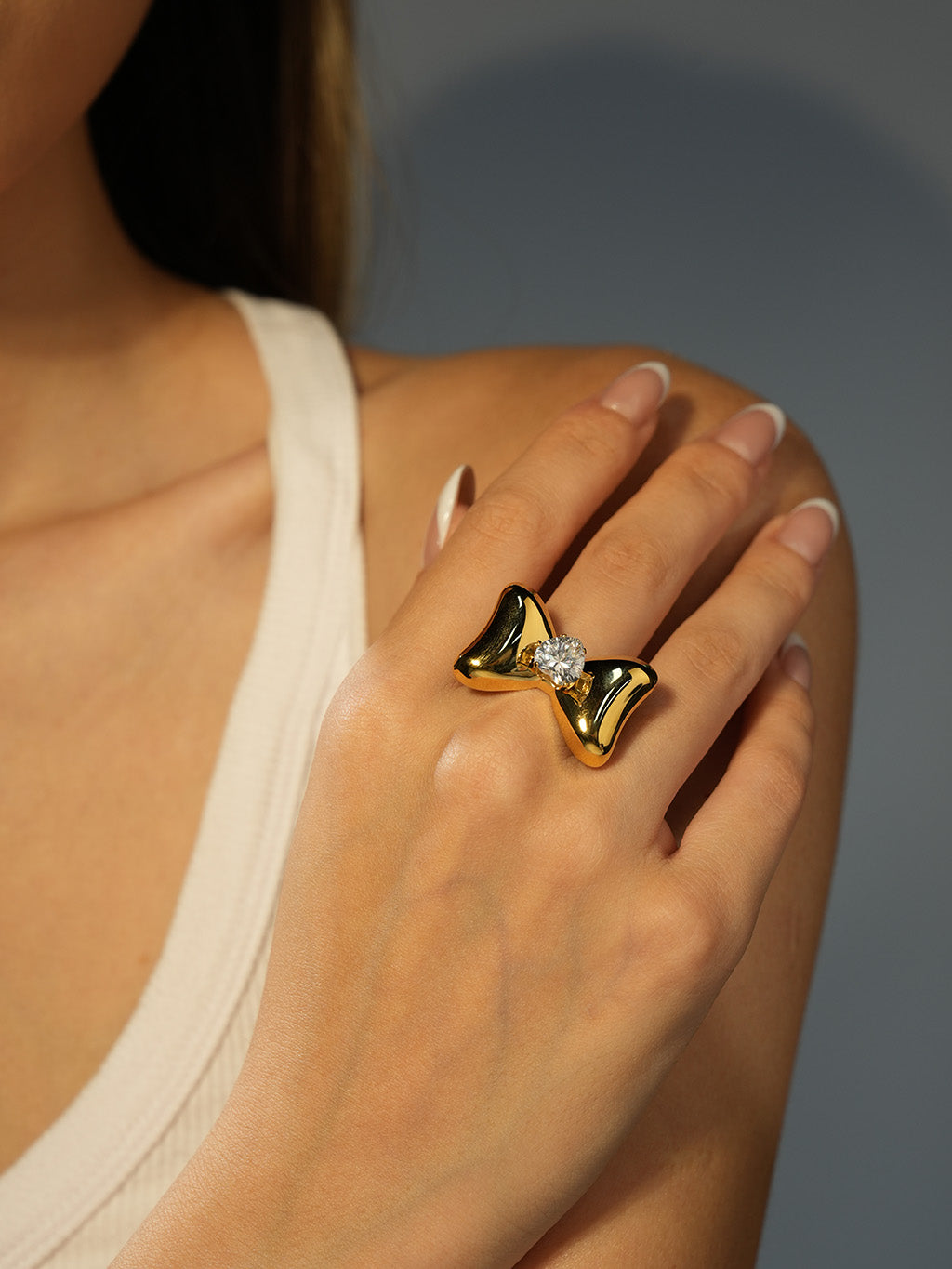 Bow Crush Ring Gold