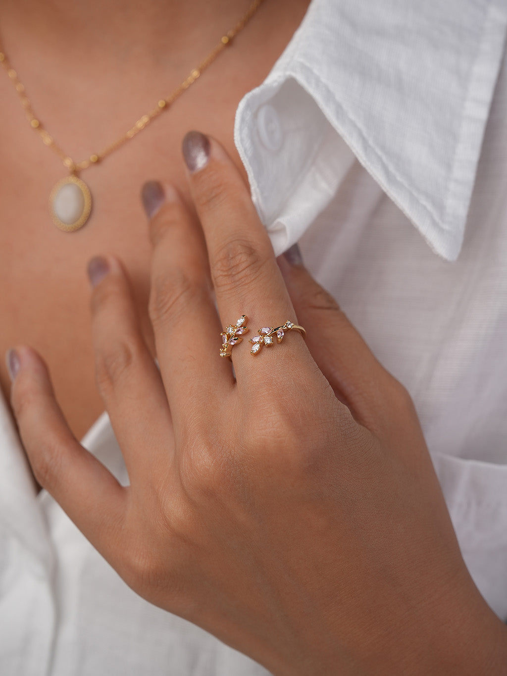 Pink Blossom Ring Gold