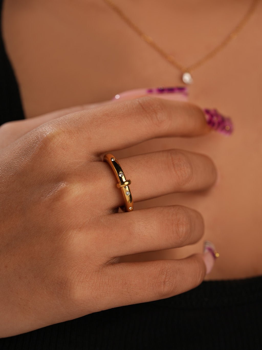Abstands - Zirkonia Ring Gold - Dorose | Wasserresistent, kein Verfärben