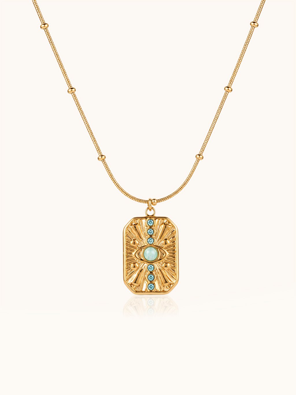 Amazonit Auge Halskette Gold mit Zirkonia - Dorose | Wasserresistent, kein Verfärben