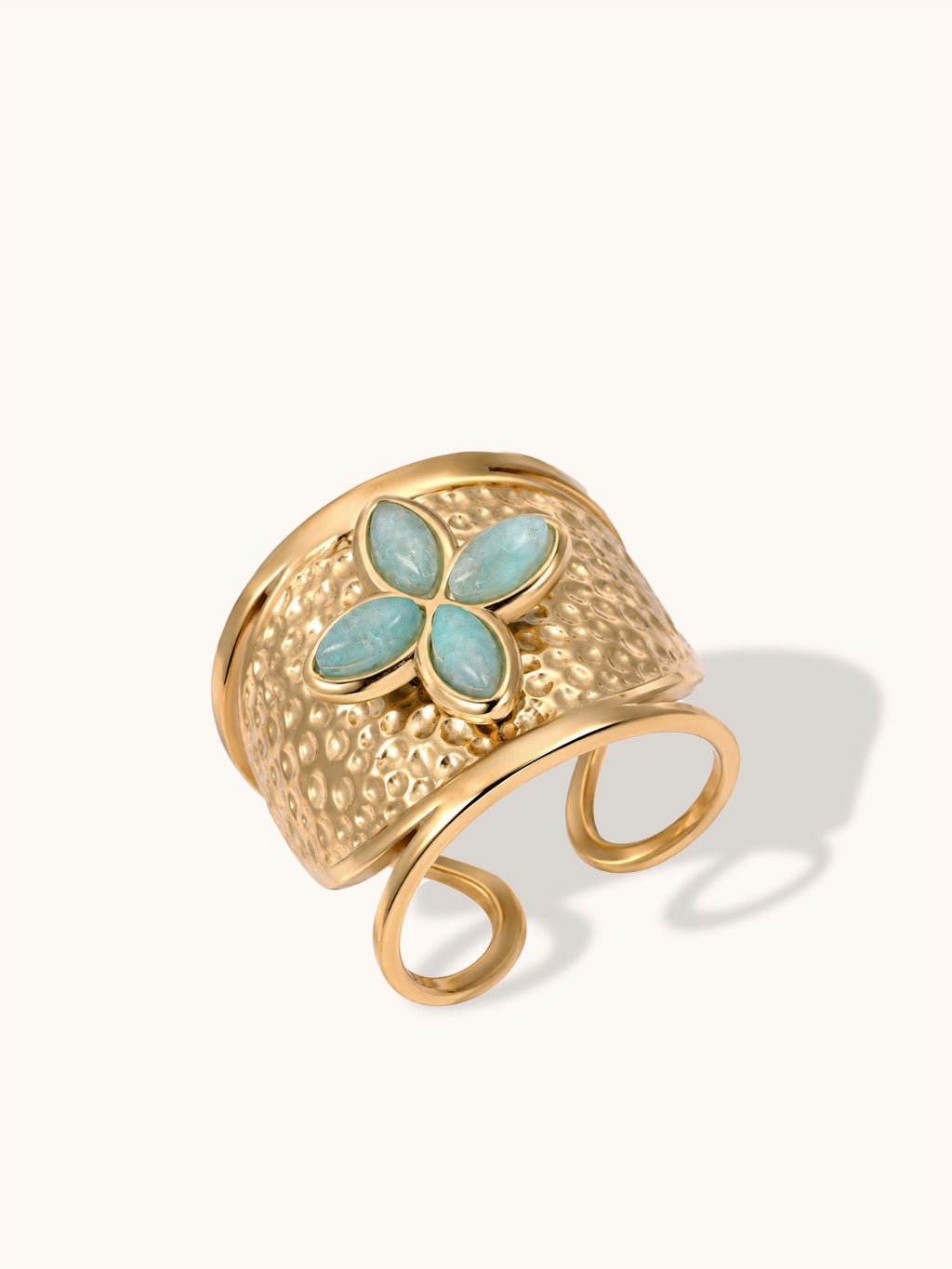 Amazonit Blüten Ring Gold - Dorose | Wasserresistent, kein Verfärben