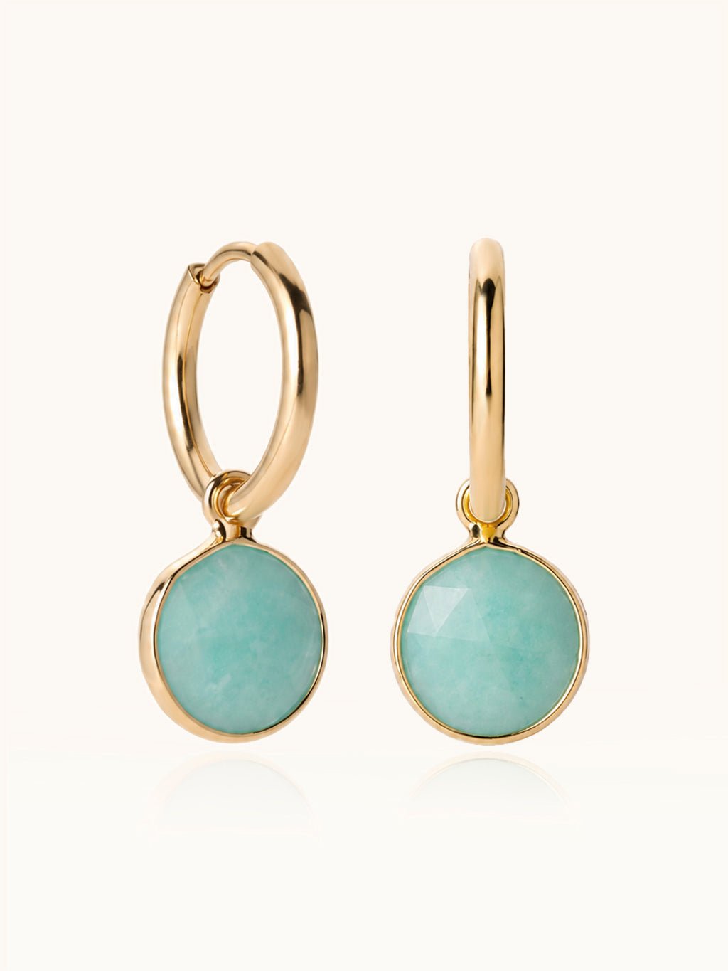 Amazonit Cabochon Creolen Gold - Dorose | Wasserresistent, kein Verfärben
