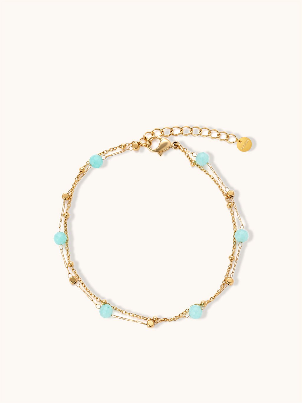 Amazonit Doppelreihiges Armband Gold - Dorose | Wasserresistent, kein Verfärben