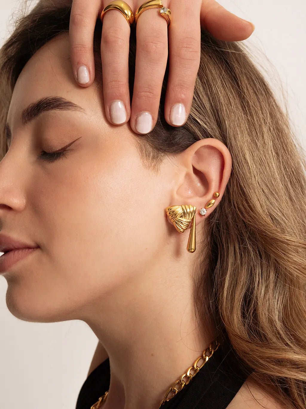 Asymmetrical Water Drop Ohrringe Gold - Dorose | Wasserfester Schmuck, 18K vergoldet