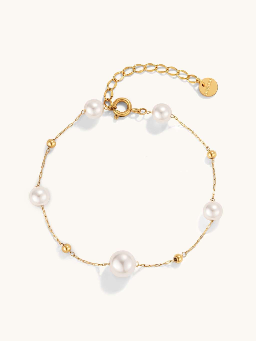 Ball and Pearl Armband Gold - Dorose | Wasserfester Schmuck, 18K vergoldet