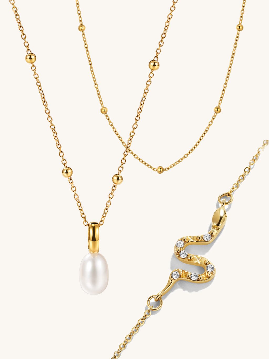 Ball Snake Pearl Halskette Schmuck Set - Dorose | Wasserfester Schmuck