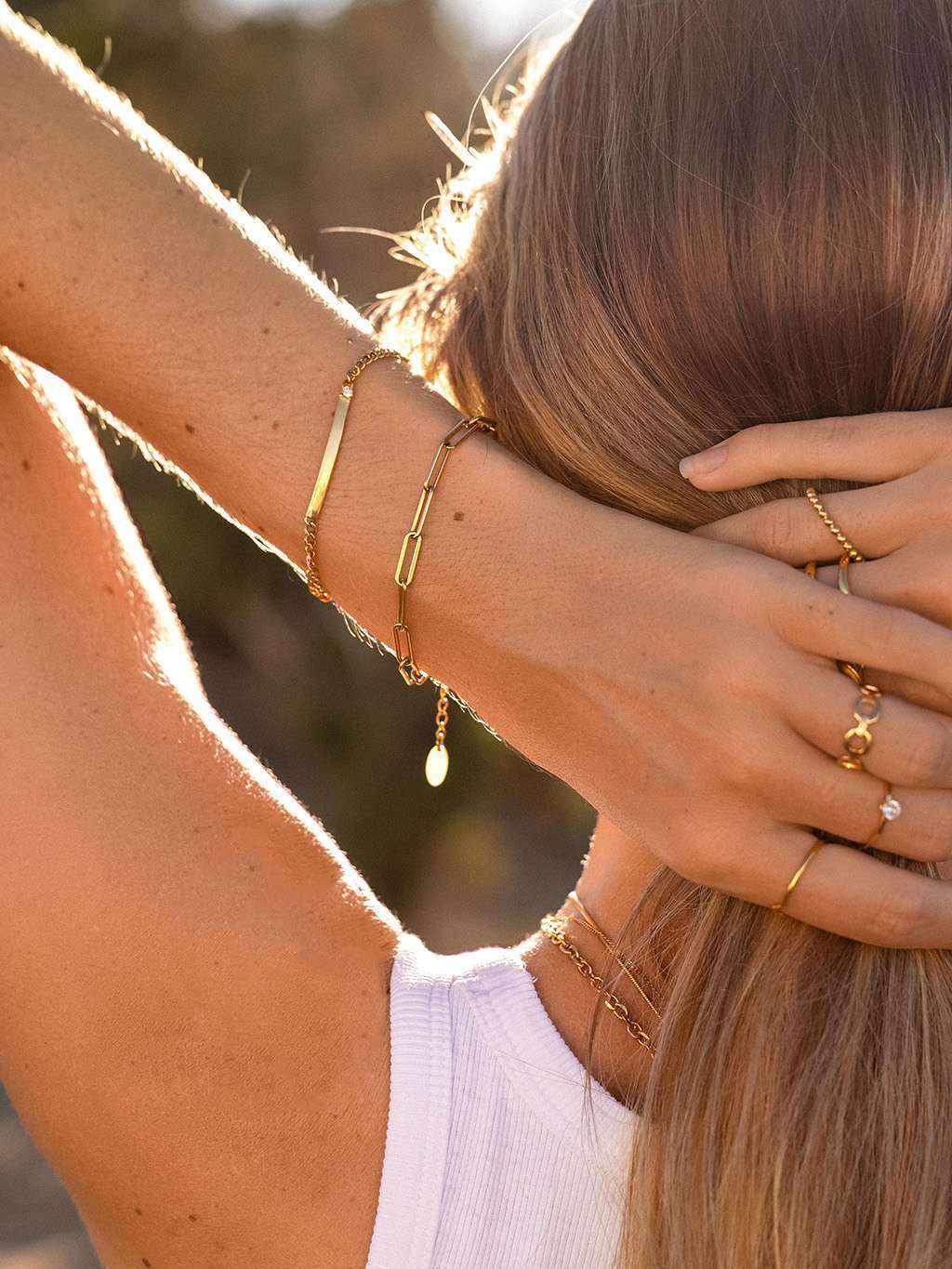 Bezauberndes Glieder Armband Gold - Dorose | Wasserfester Schmuck, 18K vergoldet