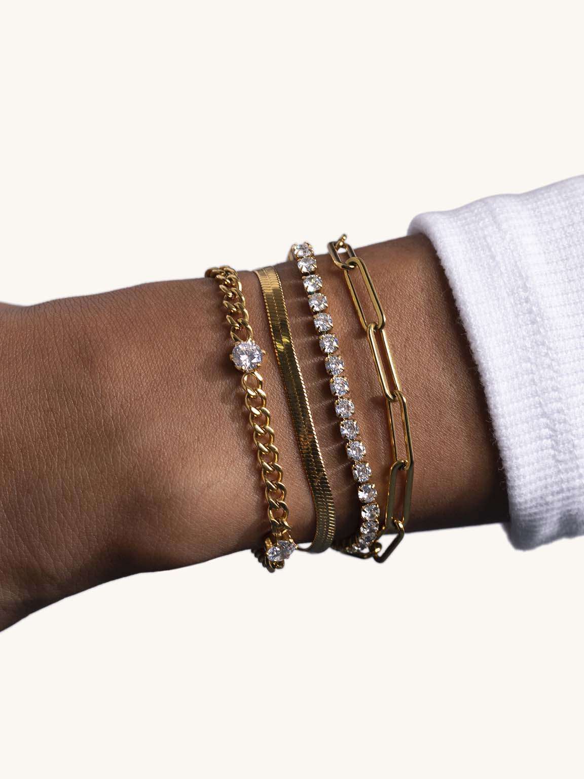 Bezauberndes Glieder Armband Gold - Dorose | Wasserfester Schmuck, 18K vergoldet