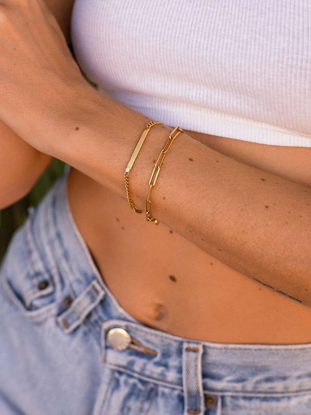 Bezauberndes Glieder Armband Gold - Dorose | Wasserfester Schmuck, 18K vergoldet