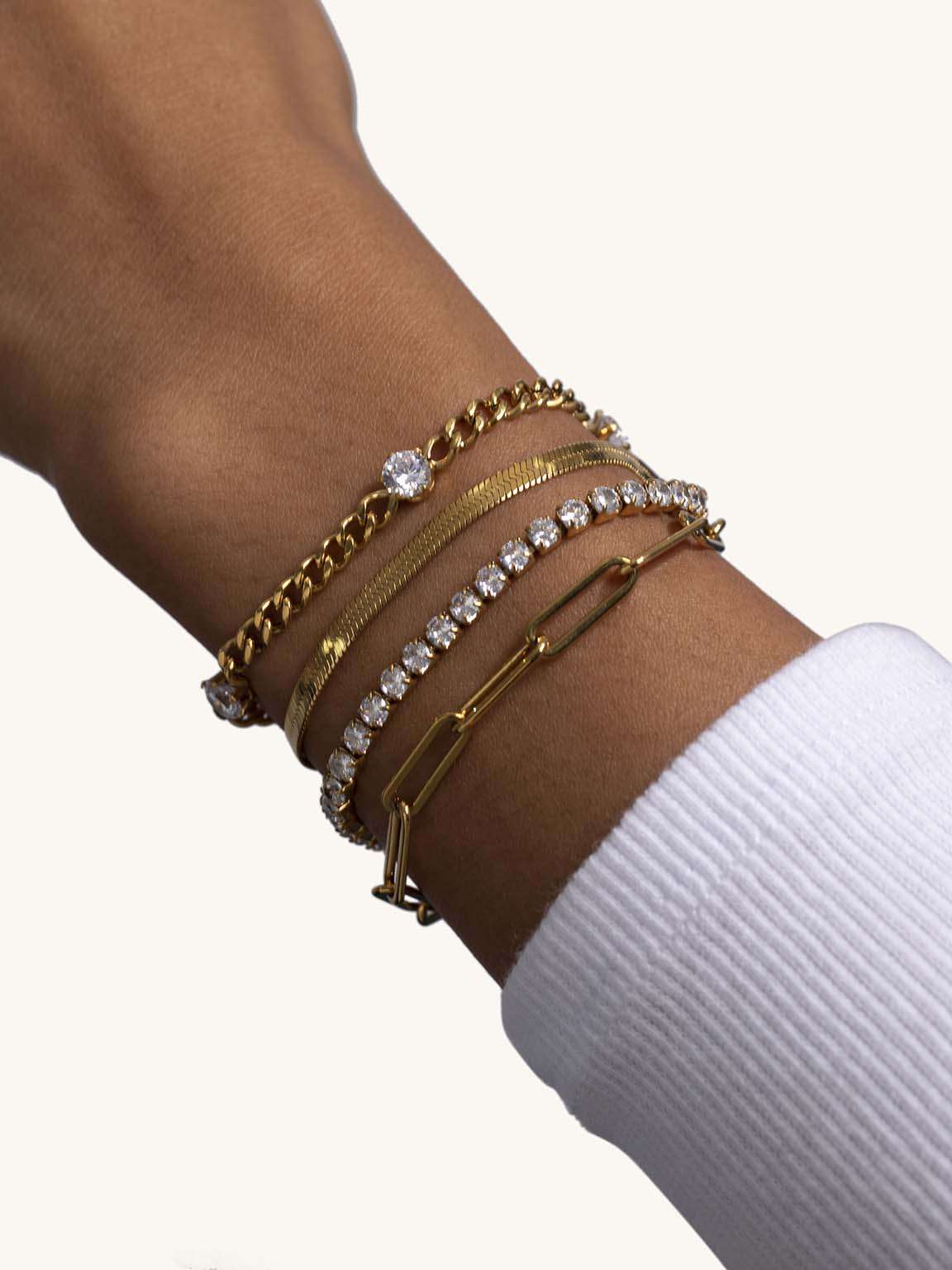 Bezauberndes Glieder Armband Gold - Dorose | Wasserfester Schmuck, 18K vergoldet