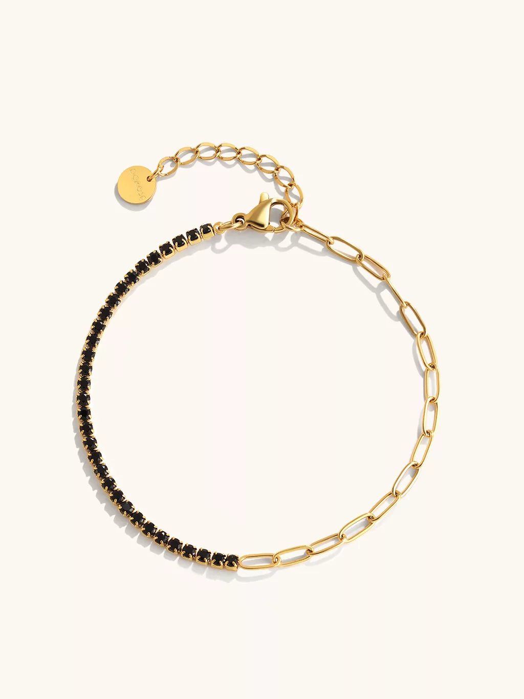 Black Slim Sparkling Armband Gold - Dorose | Wasserfester Schmuck