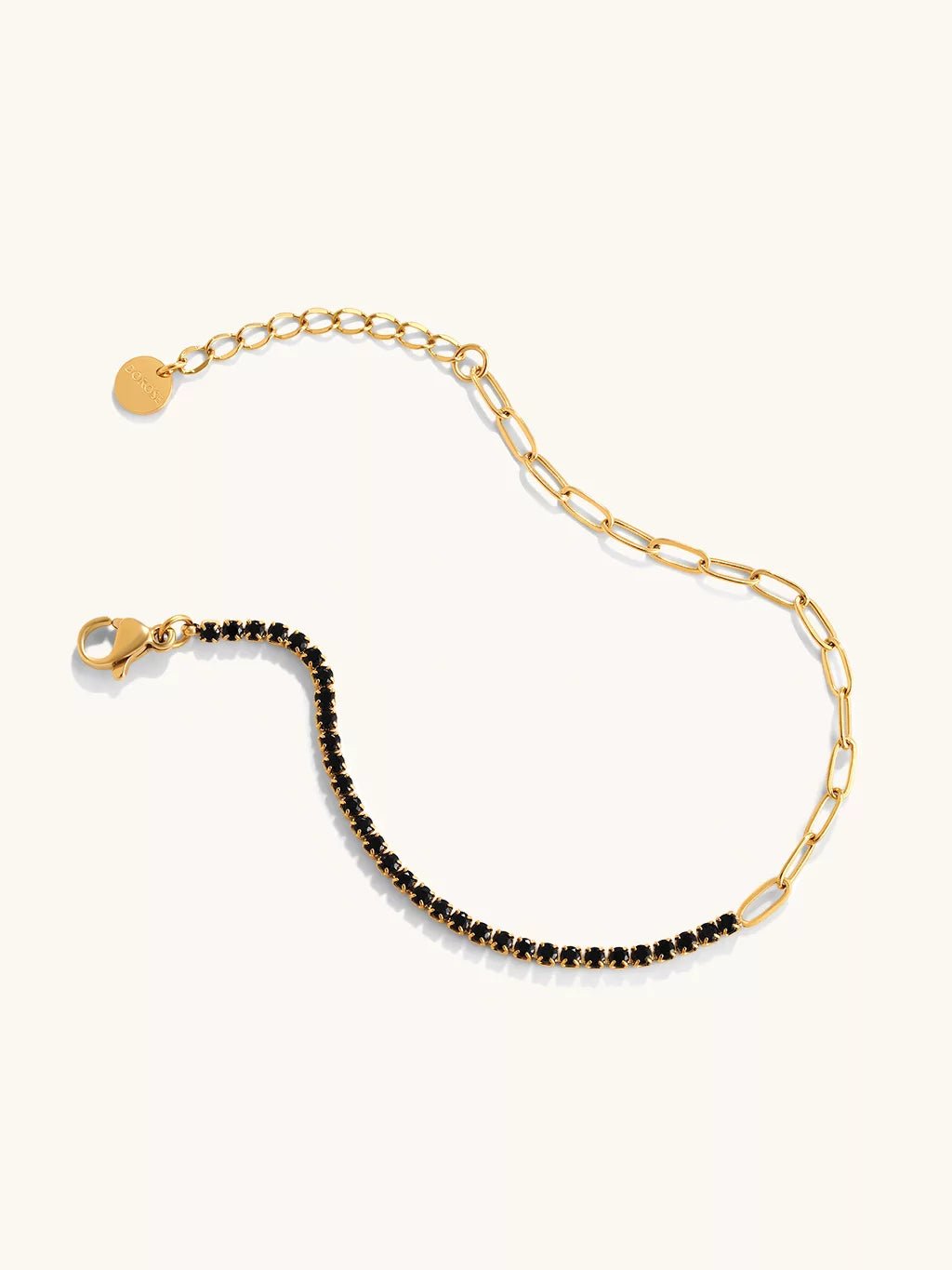 Black Slim Sparkling Armband Gold - Dorose | Wasserfester Schmuck