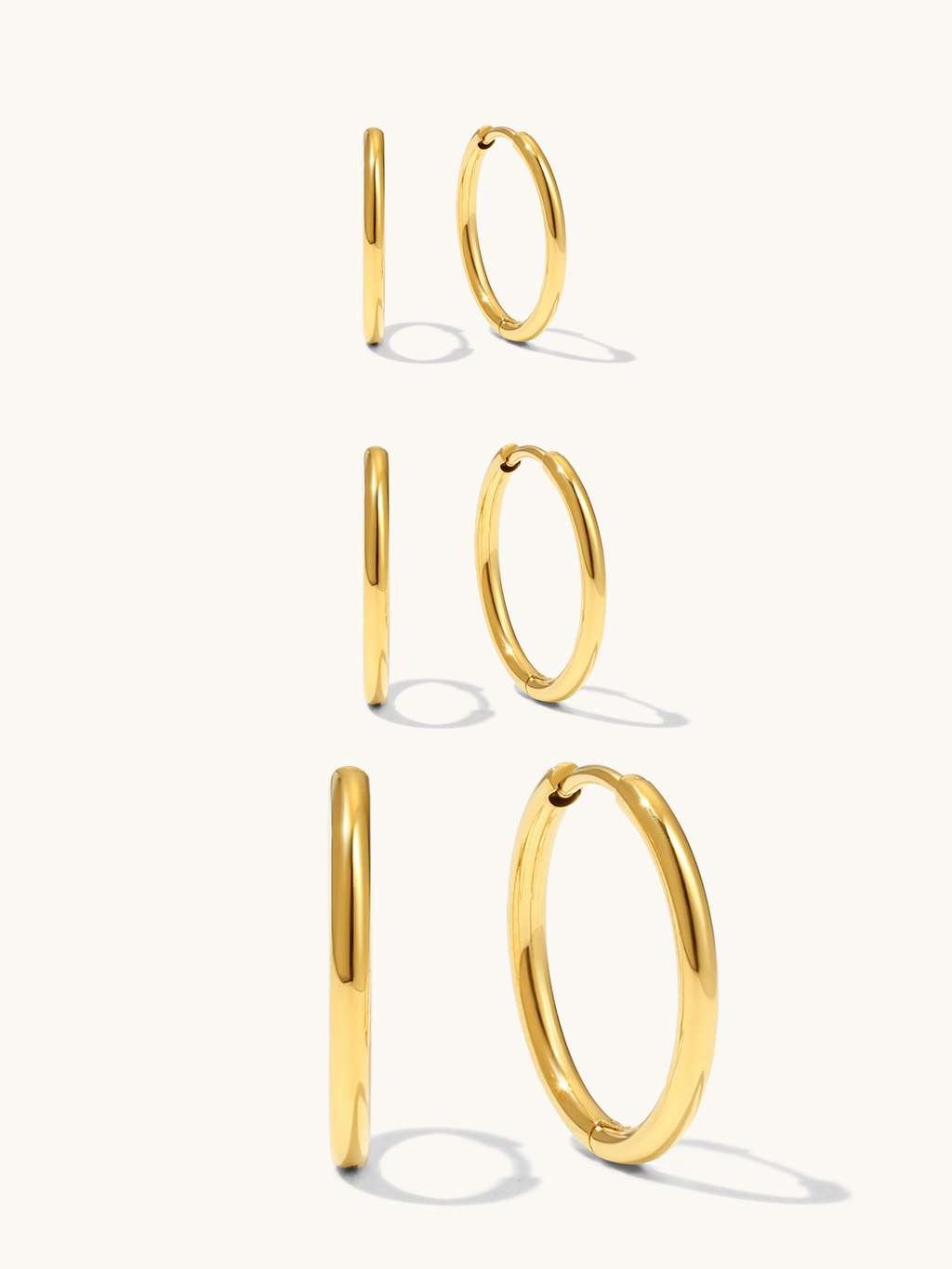 Blank Hoops Ohrringe Gold 12/14/16mm - Dorose | Wasserfester Schmuck, 18K vergoldet