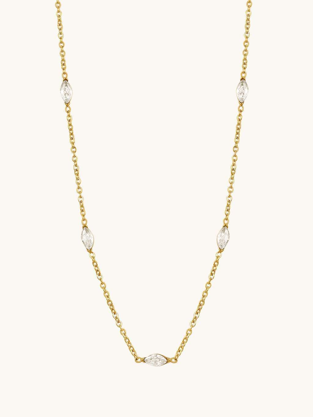 Blatt Halskette mit Zirkonia Gold - Dorose | Wasserfester Schmuck, 18K vergoldet