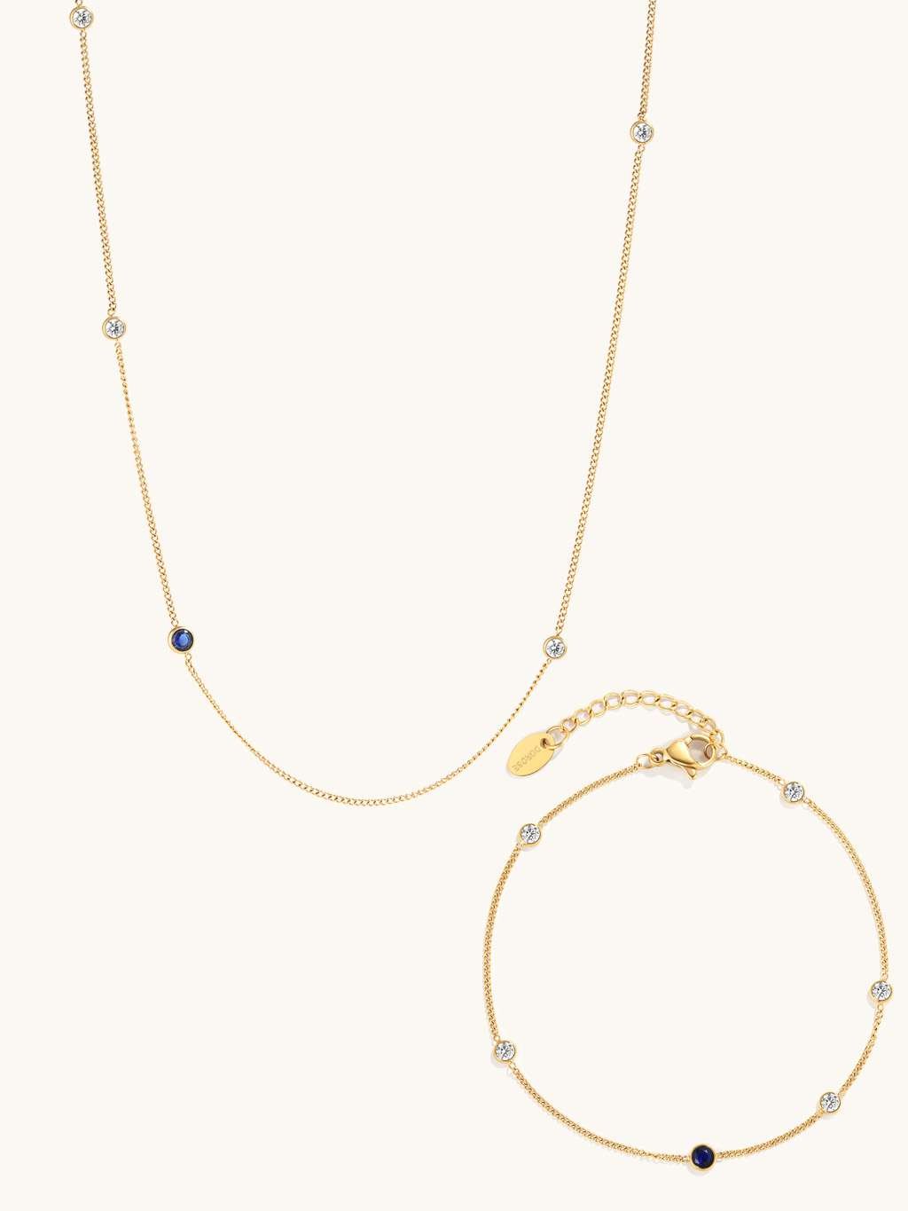 Blue Eye Armband Kette Gold Schmuck Set - Dorose | Wasserfester Schmuck, 18K vergoldet