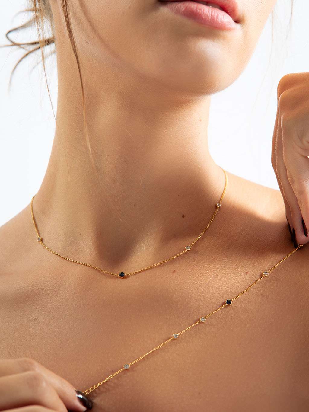 Blue Eye Armband Kette Gold Schmuck Set - Dorose | Wasserfester Schmuck, 18K vergoldet