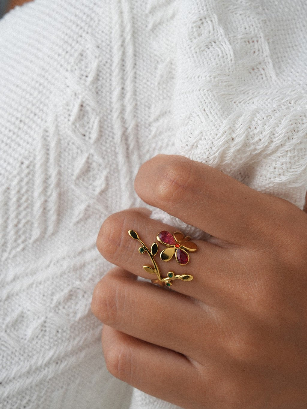 Blütenzweig Ring Gold - Dorose | Wasserresistent, kein Verfärben
