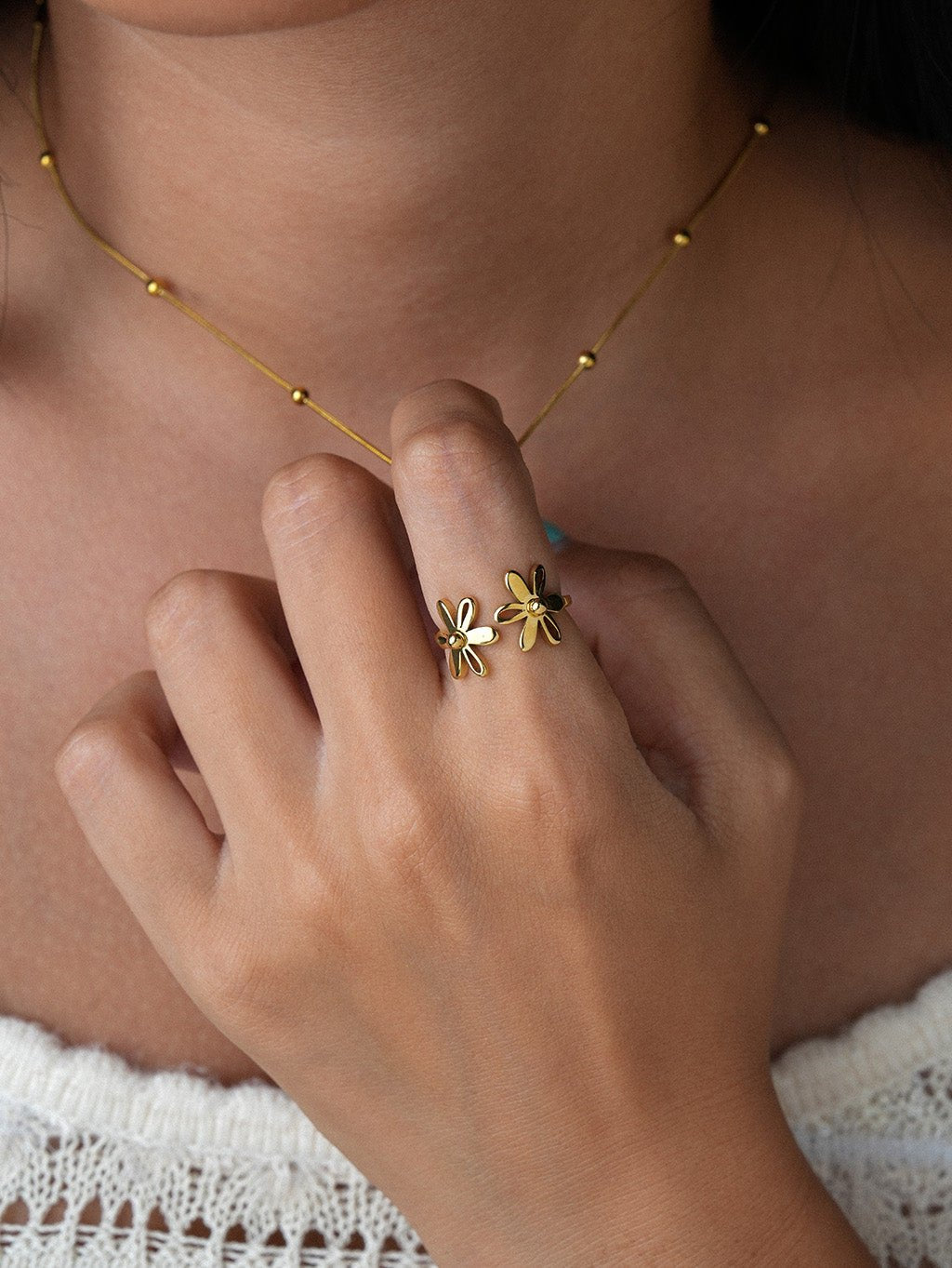 Blumen Ring Gold Minimalistisch - Dorose | Wasserresistent, kein Verfärben