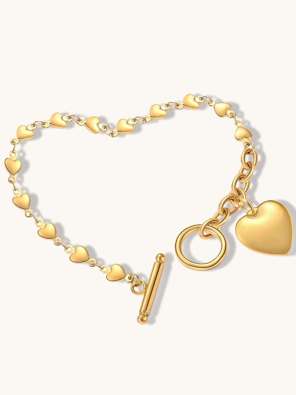Bold Heart Armband Gold & Silber 19,5cm - Dorose | Wasserfester Schmuck, 18K vergoldet