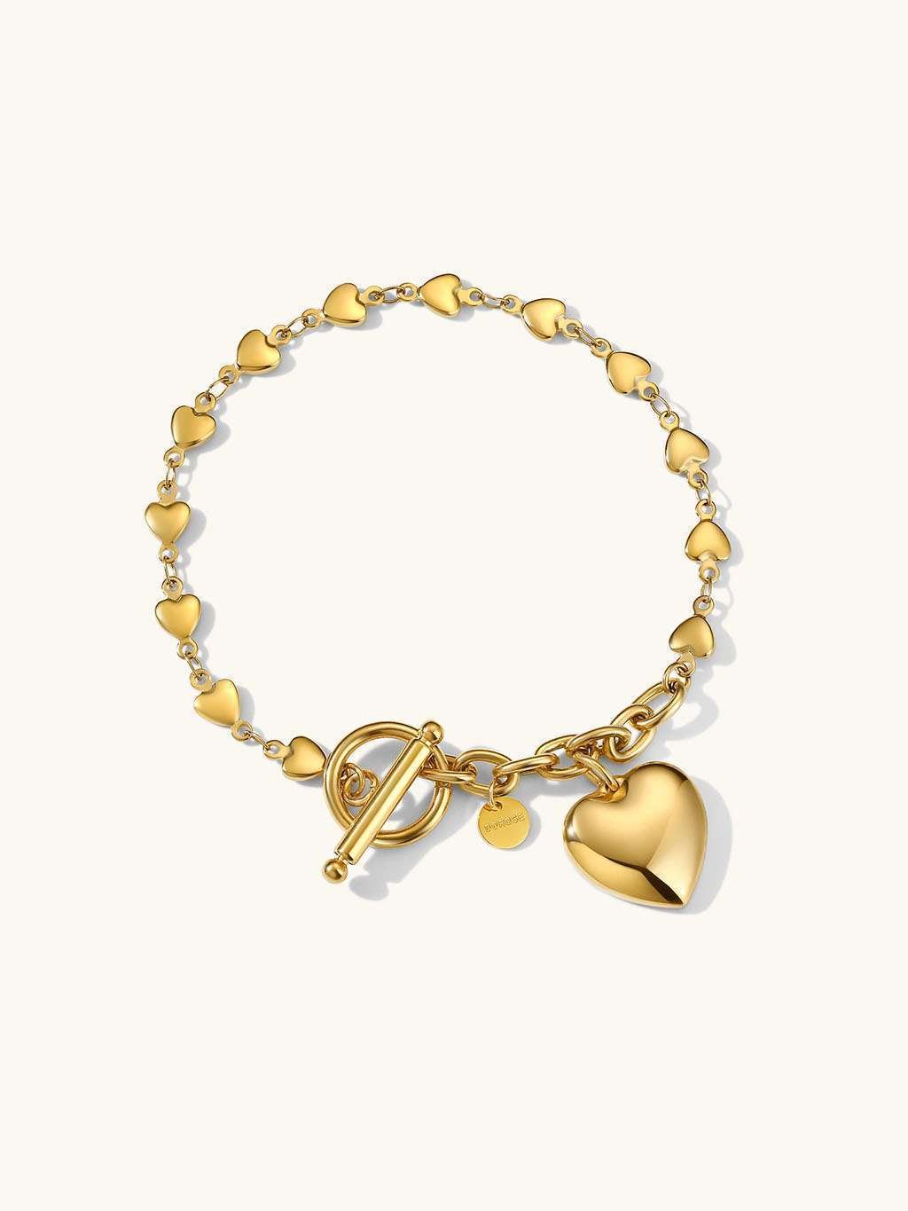 Bold Heart Armband Gold & Silber 19,5cm - Dorose | Wasserfester Schmuck, 18K vergoldet
