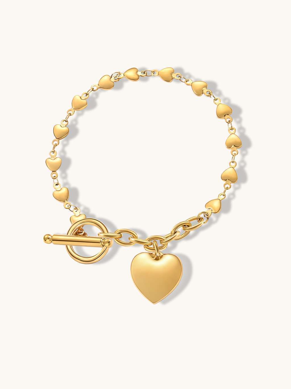 Bold Heart Armband & Lovely Heart Ohrringe Schmuck Set - Dorose | Wasserfester Schmuck, 18K vergoldet