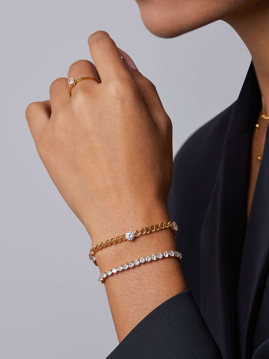 Brilliant Curb Armband Gold - Dorose | Wasserfester Schmuck, 18K vergoldet
