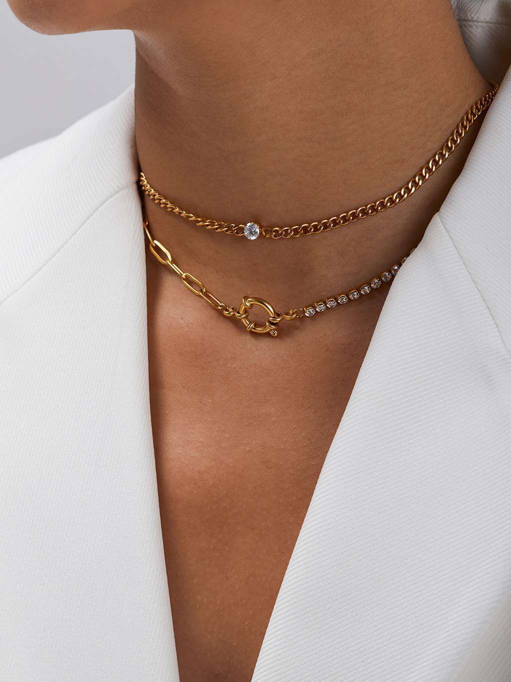 Brilliant Curb Kette Gold - Dorose | Wasserfester Schmuck, 18K vergoldet