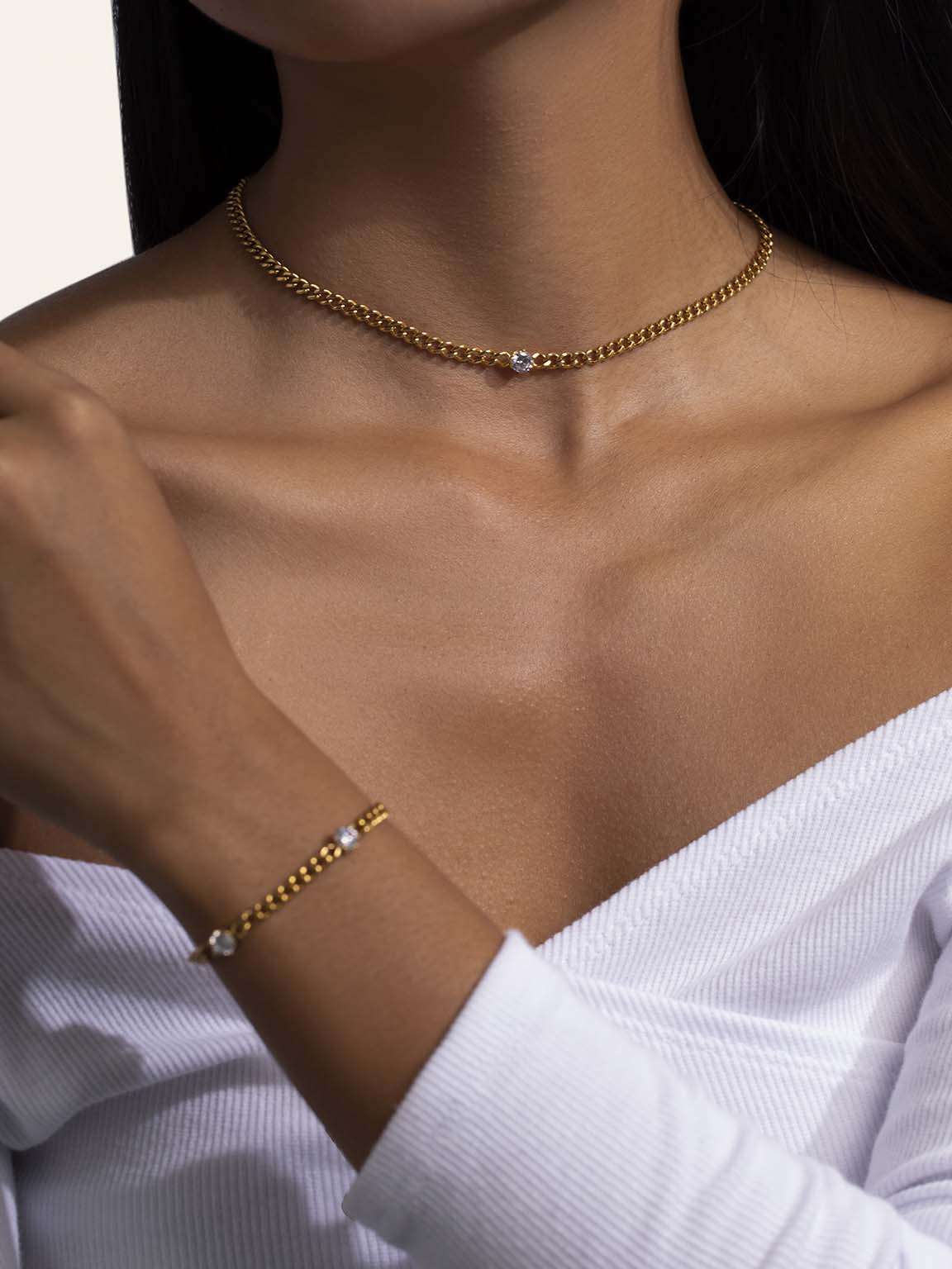 Brilliant Curb Kette Gold - Dorose | Wasserfester Schmuck, 18K vergoldet