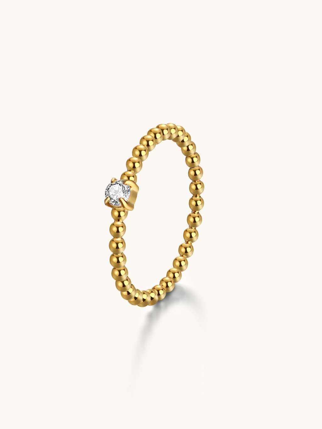 Bullet Ring mit Zirkonia Gold - Dorose | Wasserfester Schmuck, 18K vergoldet