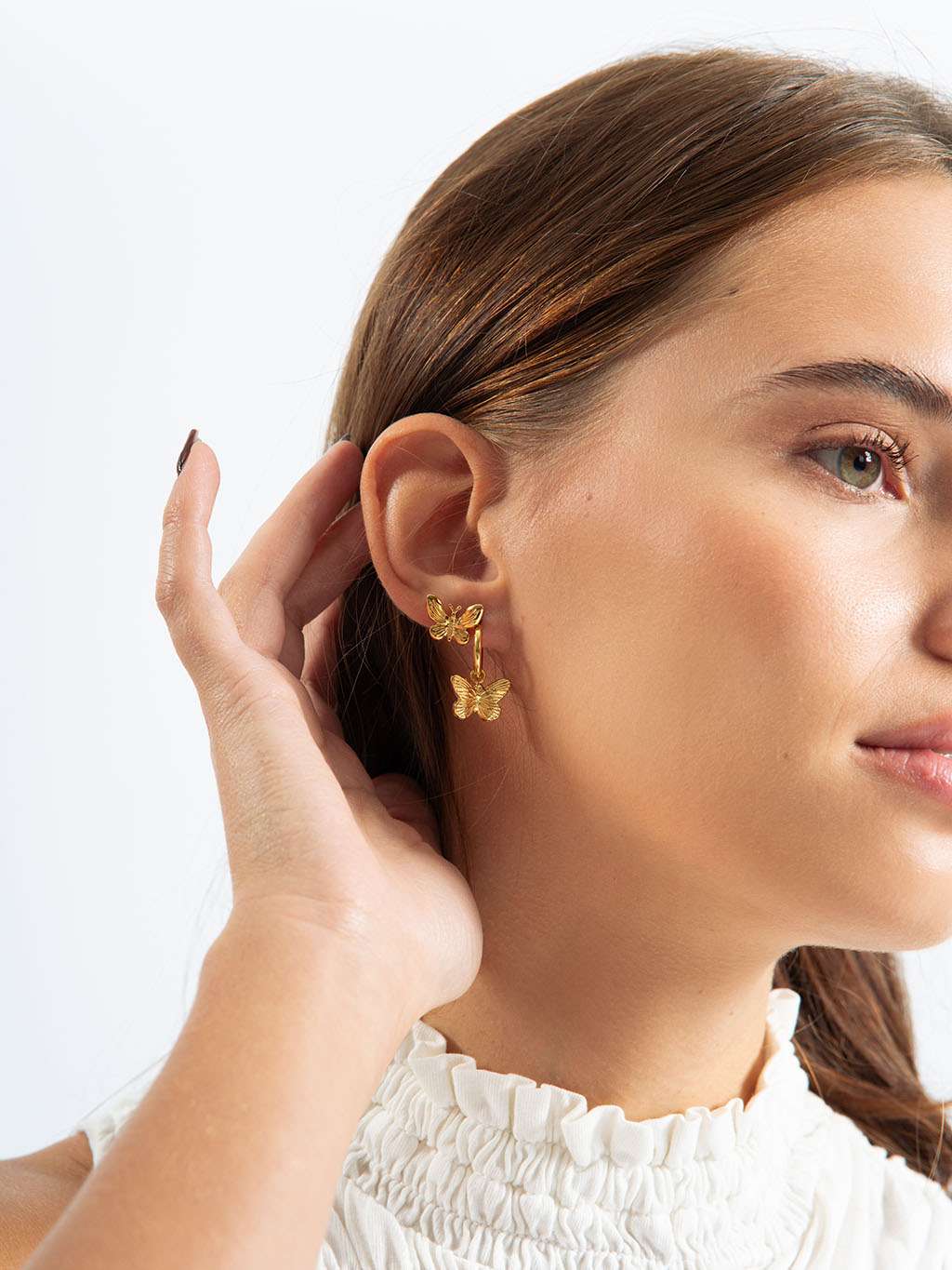 Butterfly Hoop Ohrringe Gold - Dorose | Wasserfester Schmuck, 18K vergoldet