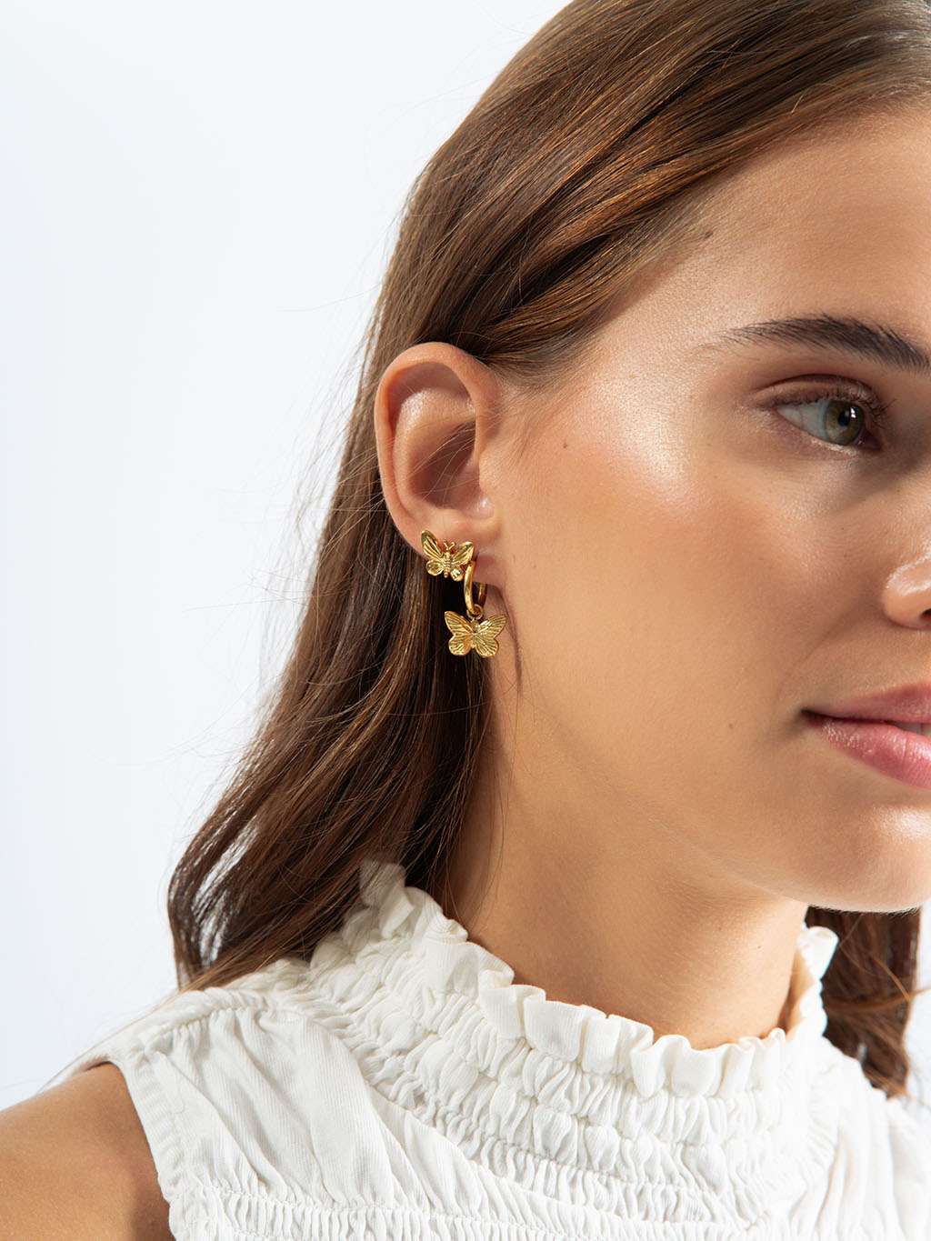 Butterfly Hoop Ohrringe Gold - Dorose | Wasserfester Schmuck, 18K vergoldet