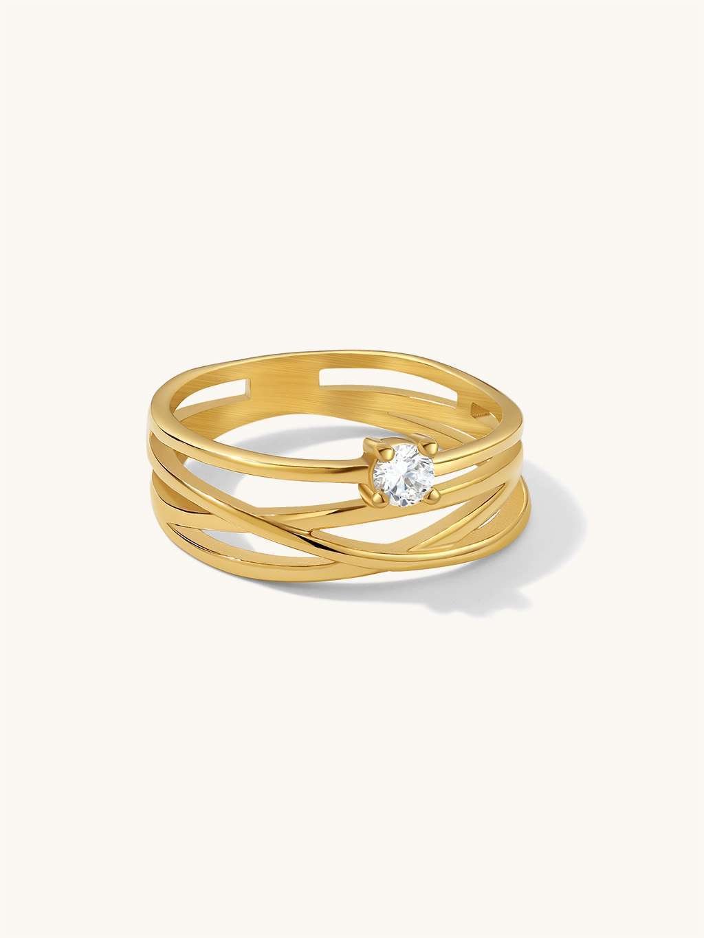 Charming Ring mit Zirkonia Gold - Dorose | Wasserfester Schmuck, 18K vergoldet