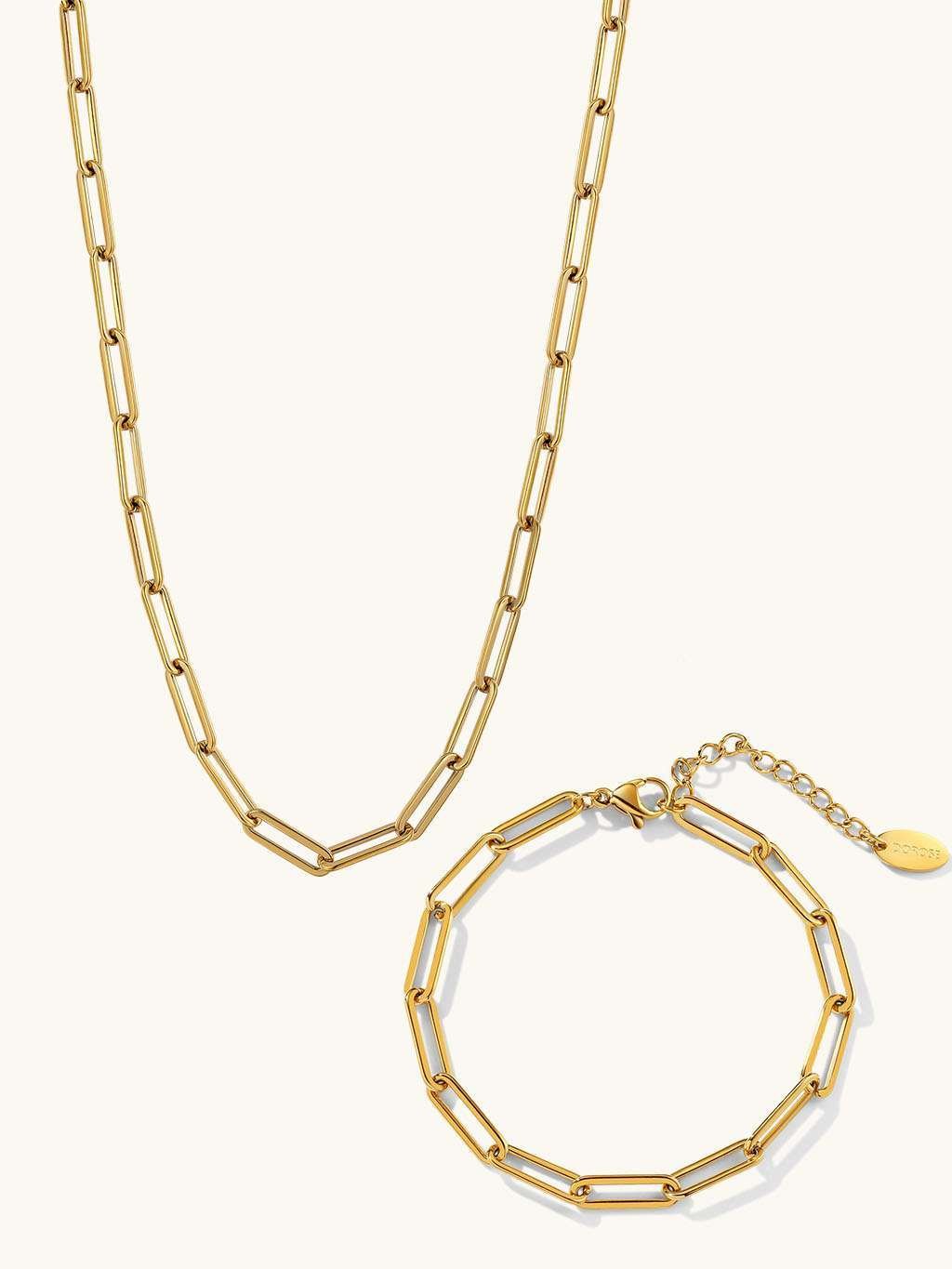 Cherish Kette & Bezauberndes Glieder Armband Schmuck Set - Dorose | Wasserfester Schmuck, 18K vergoldet