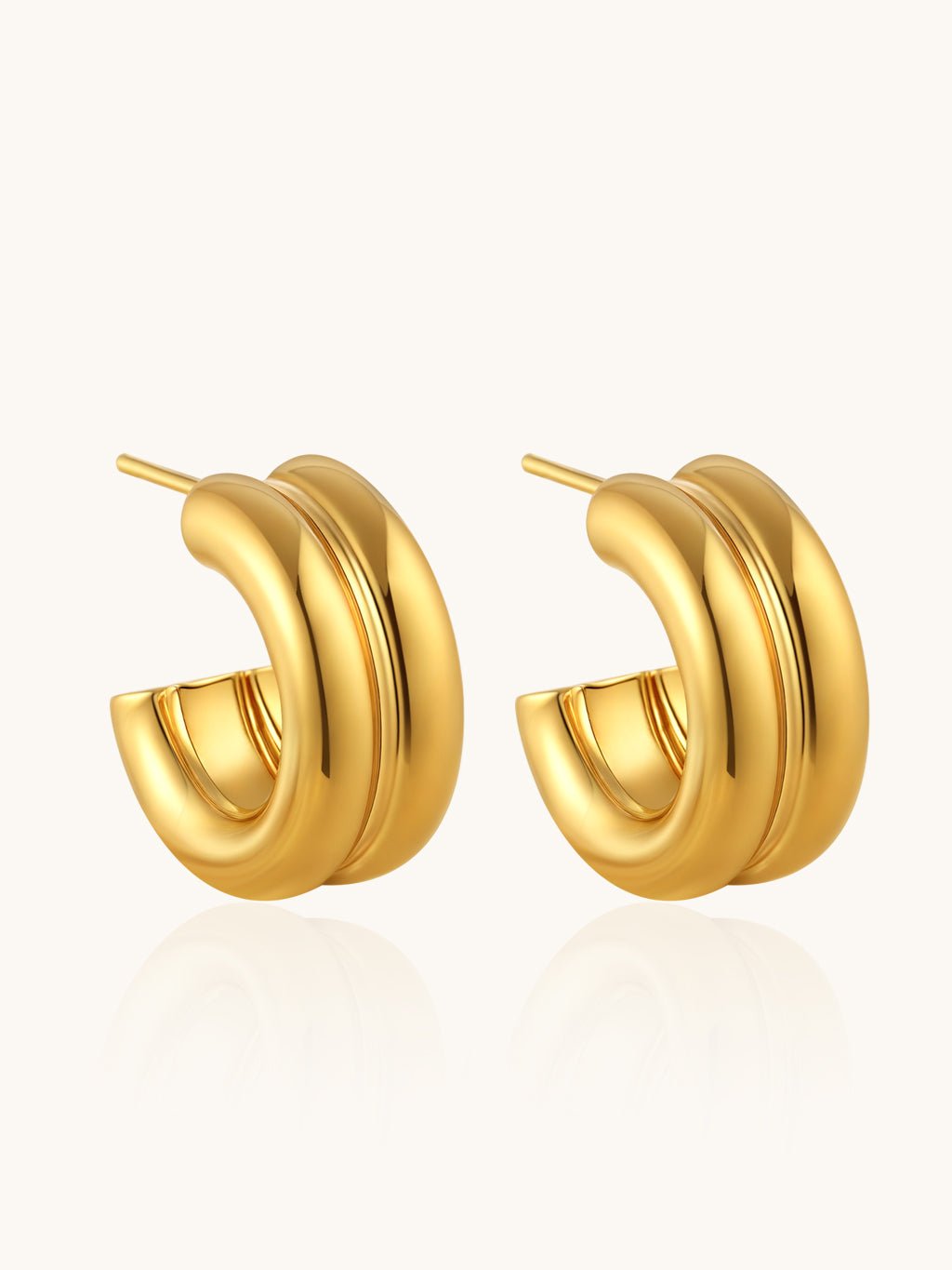 Chunky Double Hoop Ohrringe Gold - Dorose | Wasserresistent, kein Verfärben