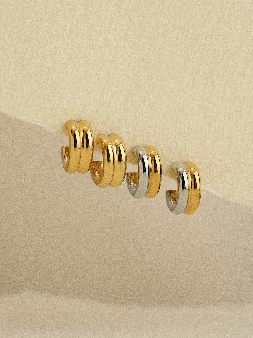 Chunky Double Hoop Ohrringe Gold - Dorose | Wasserresistent, kein Verfärben