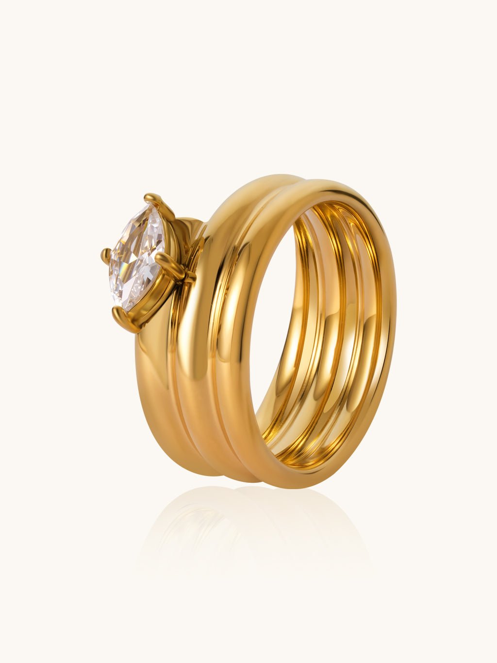 Classic Solitaire Stack Ring Gold - Dorose | Wasserresistent, kein Verfärben