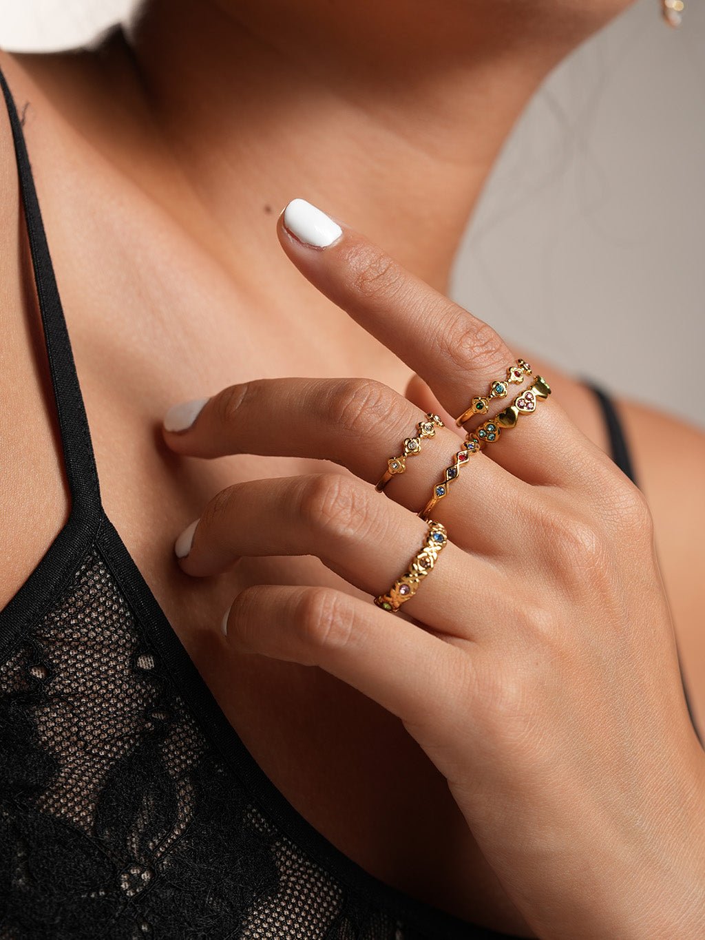 Colorful Gemstone Ring Gold - Dorose | Wasserresistent, kein Verfärben
