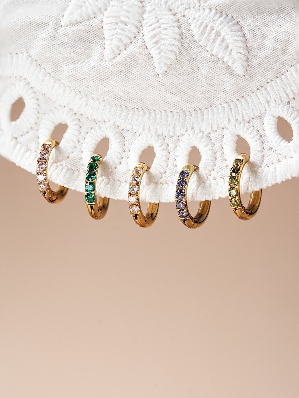 Colorful Glamour Kreolen mit Zirkonia Small Schmuck Set - Dorose | Wasserfester Schmuck